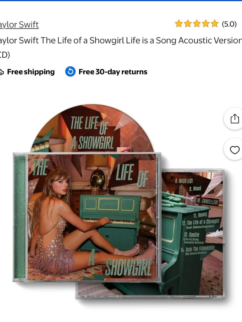 NWT Taylor Swift 'The Life of a Showgirl' CD